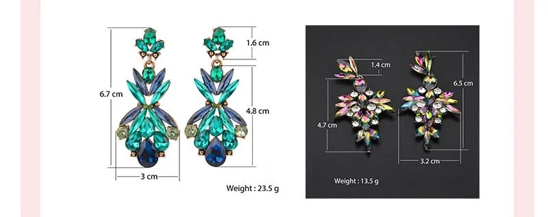 Zircon Leaf Crystal Water Drop Earrings