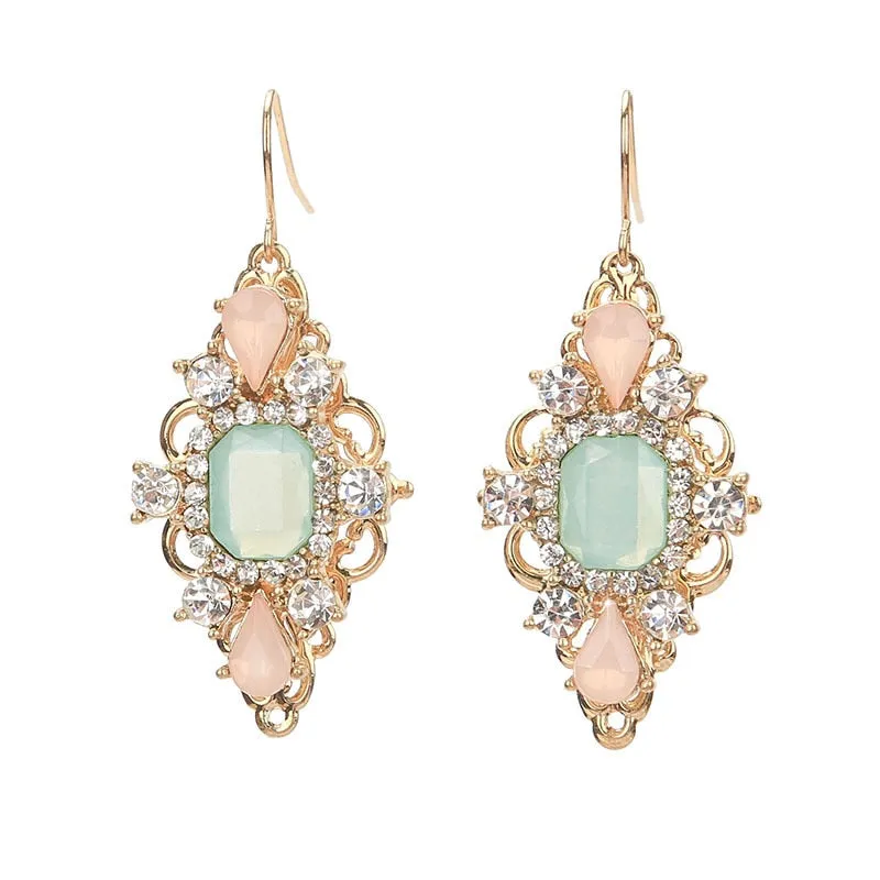 Zircon Leaf Crystal Water Drop Earrings