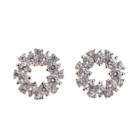 Zircon Round Silver Studs Earrings for Women