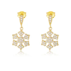 Zircon Snowflake Series Silver Drop Earrings for Women