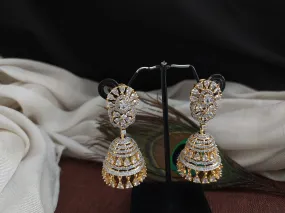 Zircon Stone Diamond Oval Studded Jhumki Earrings