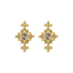 Zoe & Morgan Indie Stud Earrings - Gold Plated & Peach Zircon