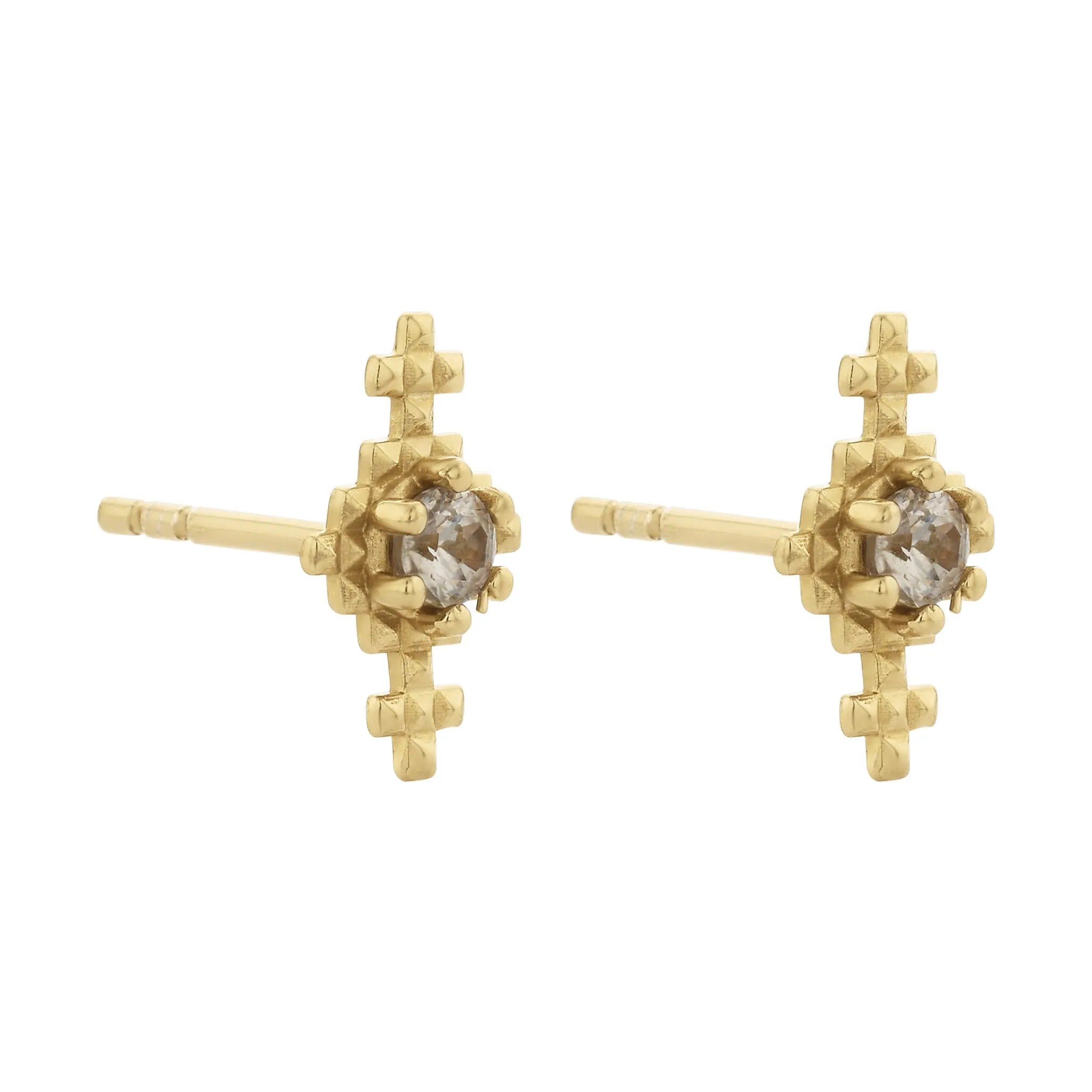 Zoe & Morgan Indie Stud Earrings - Gold Plated & Peach Zircon