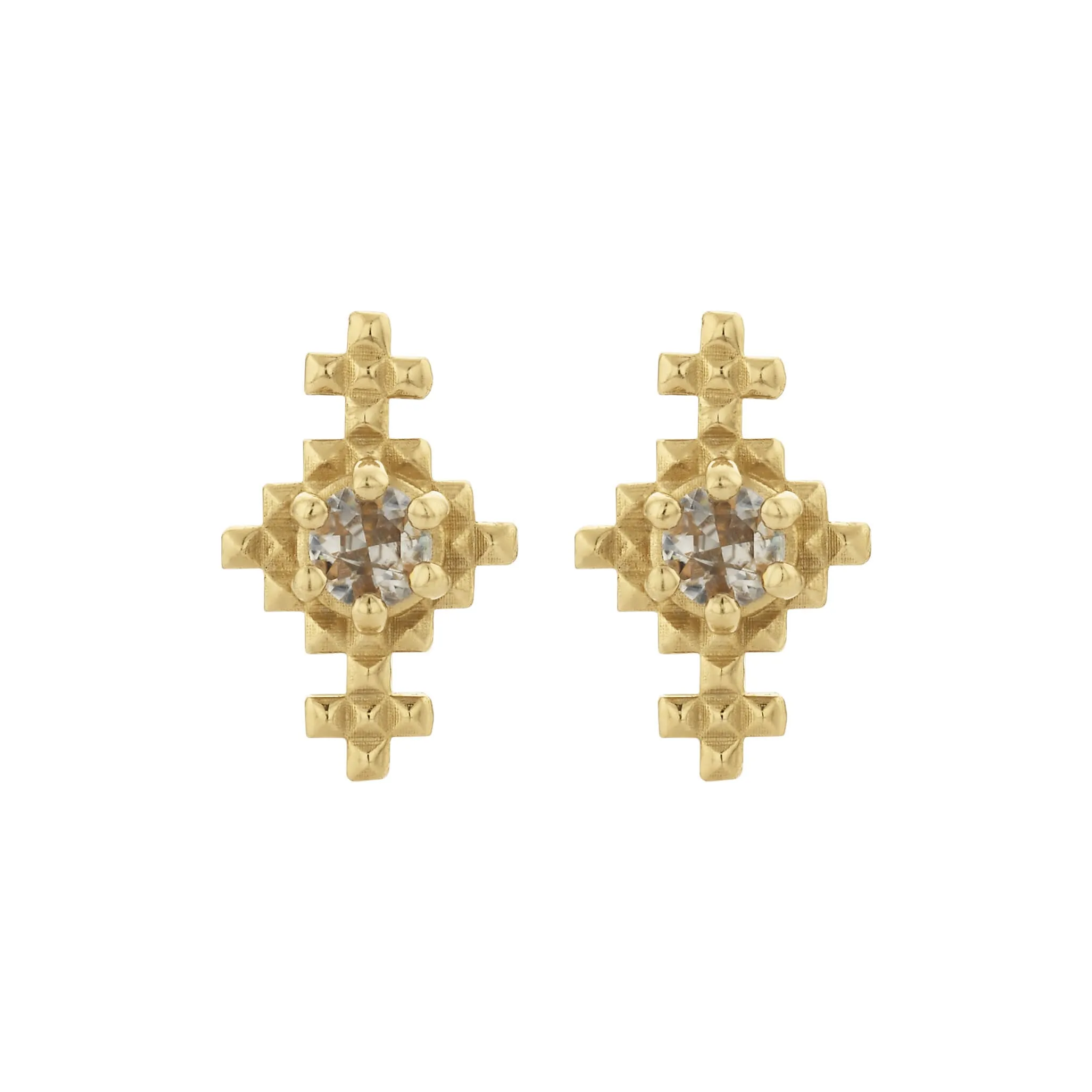 Zoe & Morgan Indie Stud Earrings - Gold Plated & Peach Zircon